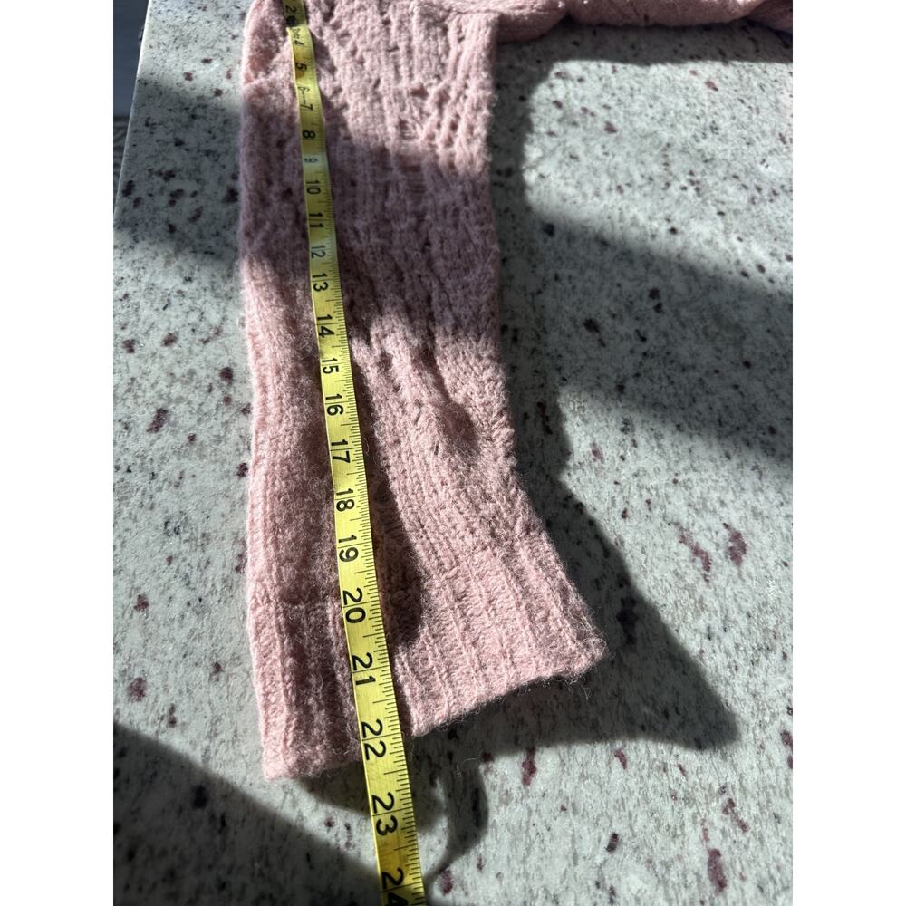 Free People Alpaca Blend Lemon Drop Hooded Pointelle-Knit Dusty Rose Cardigan XS - Picture 8 of 10